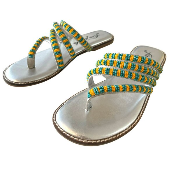 Free People Beatrice Beaded Flat Sandals Size 37.5 NEW - Picture 3 of 7